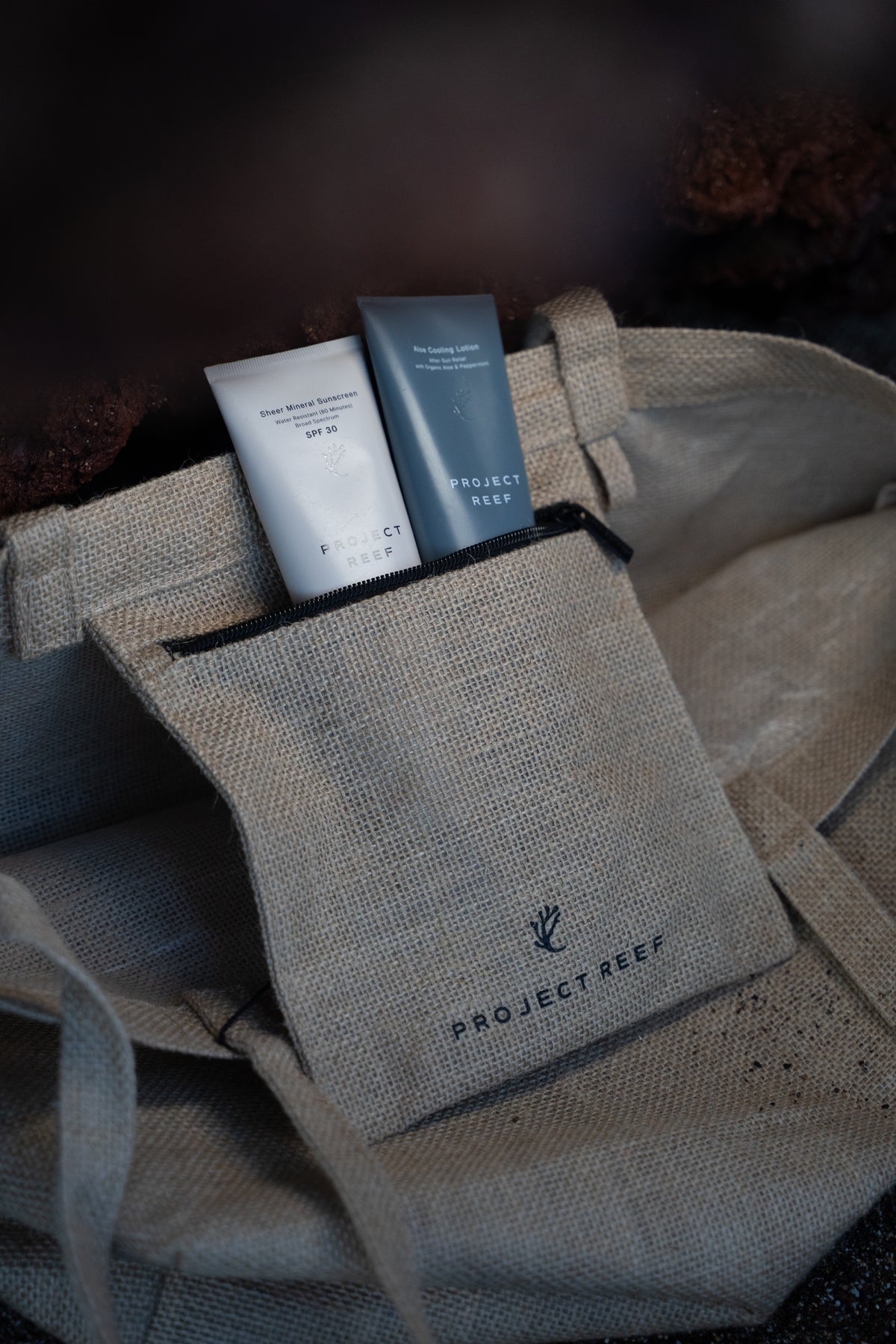 Project Reef sun care products in a bag