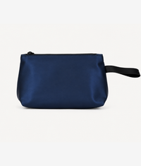 Waterproof blue pouch with a strap on a white background