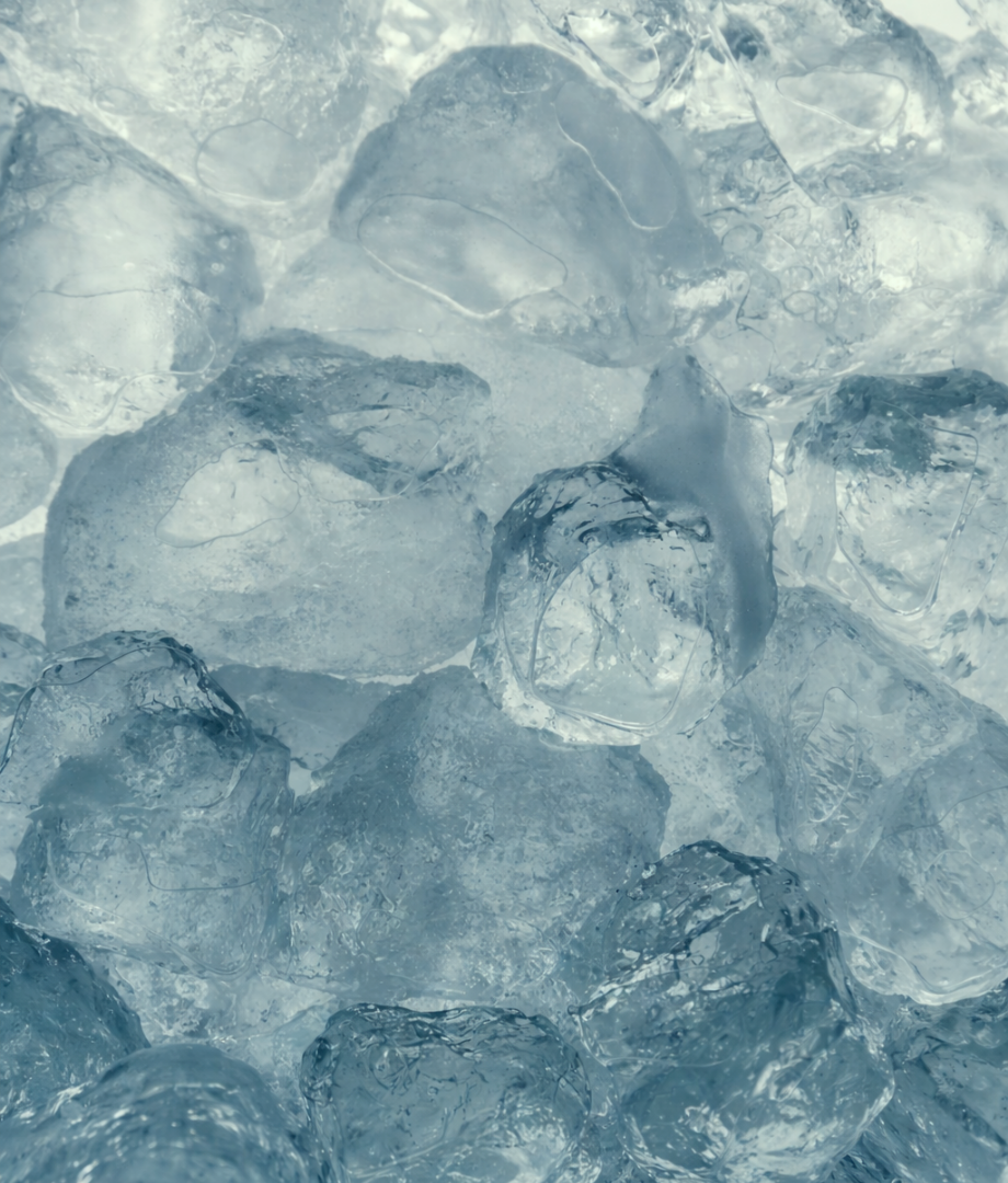Ice cubes representing Peppermint Lipbalm Duo cooling effect.