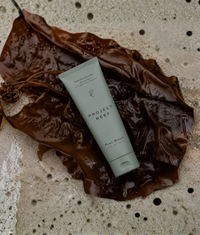 Tube of Project Reef reef safe sun care product on a brown leaf with a textured background