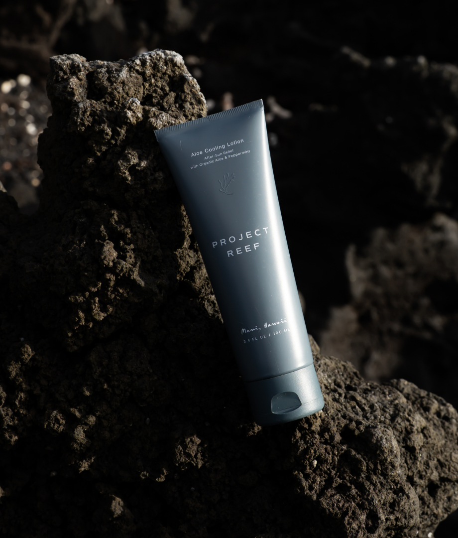 Tube of Project Reef after sun cooling lotion sunscreen 